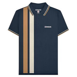 Lambretta Mens SS25 Vertical Stripe Polo Shirt / Navy